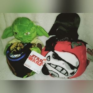 Star Wars Yoda and Darth Vader Plush Character and Throw Set
